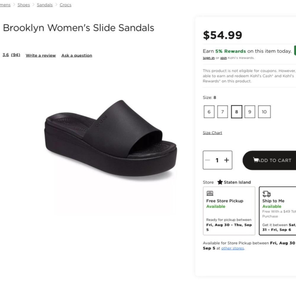 Crocs Brooklyn Sandals - Black
